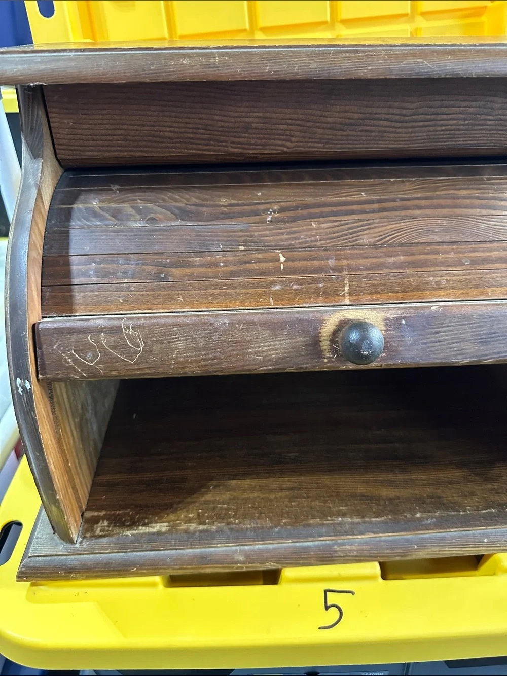 Vintage rare wooden roll top bread box
